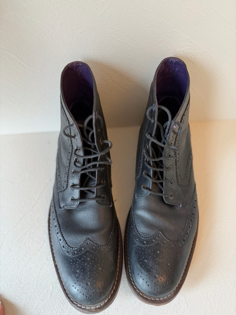 Ted Baker London Black Leather Brogue Chukka Boots